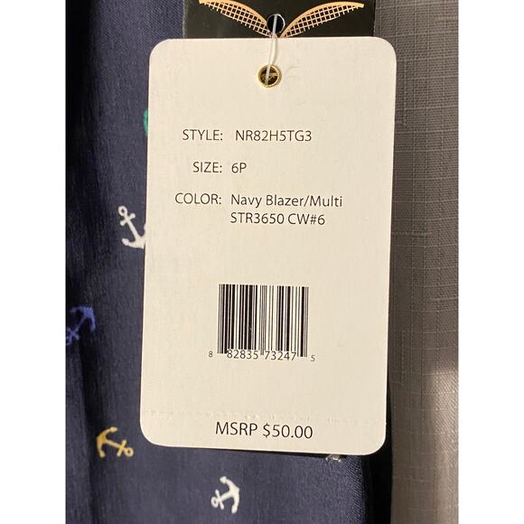 Zac & Rachel women’s dk blue with multi colored anchors crop pants size 6P - Picture 7 of 13